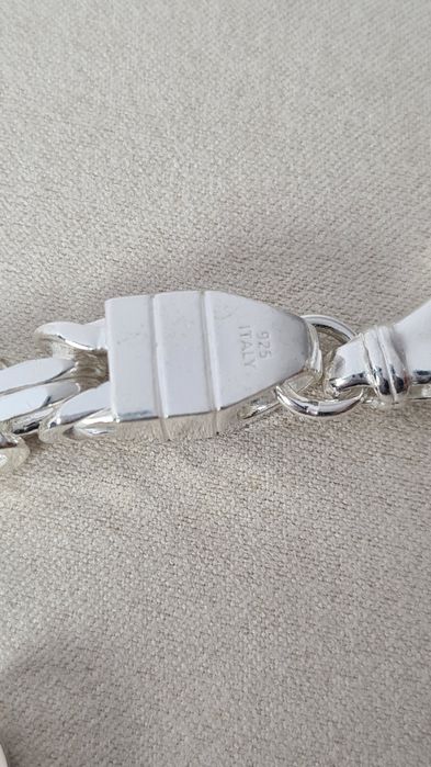 Nowy srebrny komplet męski splot królewski łańcuszek bransoletka 925