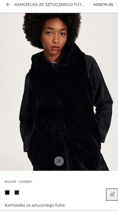 Bezrękawnik Kamizelka damska futrzana Reserved  M Czarna zapinana nowa
