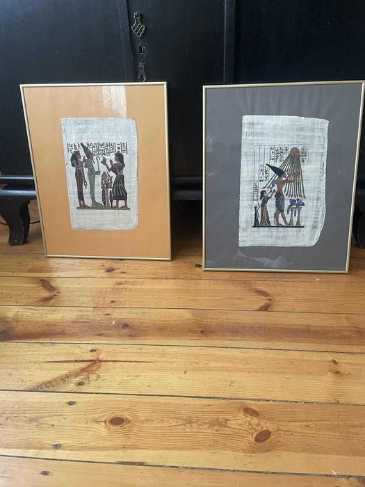 Zestaw dwóch papirusów oprawionych w ramy