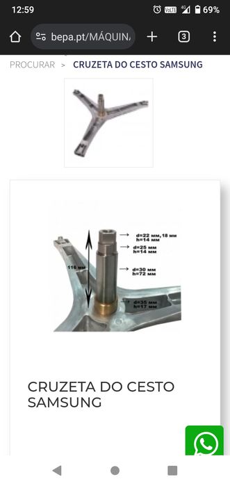 Cruzeta Samsung 8kg nova