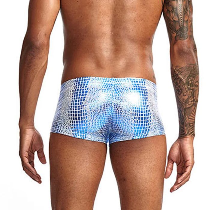 Męskie bokserki w stylu skórzanym wzór skóry węża - XXL