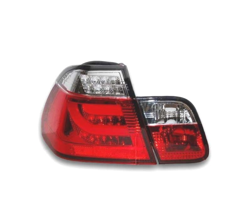 FAROLINS TRASEIROS BMW E46 01-05 LED VERMELHO CROMADO LOOK CELIS