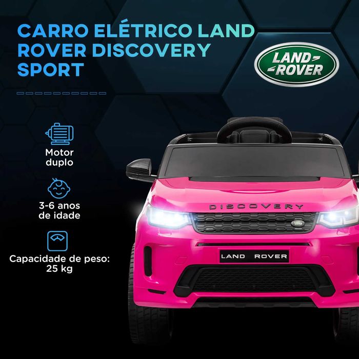 Carro Elétrico p/ Crianças c/ Licença Land Rover Bateria 12V, Rosa