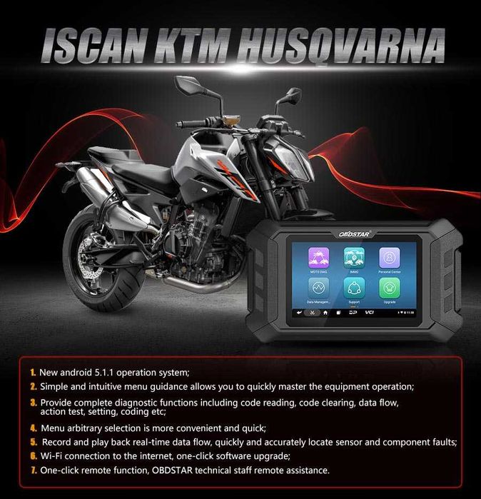Máq. Diagnóstico Motocicletas KTM Husqvarna OBDStar iScan  Garantia