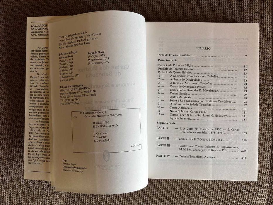 Livro Teosofia Sociedade Teosófica Cartas dos Mestres da Sabedoria