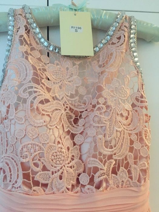 Suknia sukienka długa koronka S kryształki diamenty wesele Eva&Lola