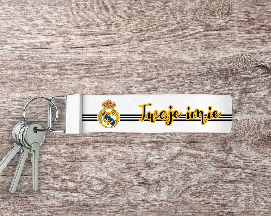 Brelok Smycz do kluczy, torebki, plecaka - REAL MADRYT - WŁASNE IMIE