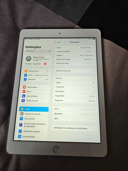 iPad 6a Geração 32GB – iPadOS 17 | Bom estado