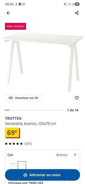 Mesa trotten ikea 120x70 como nova
