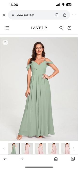 Vestido para casamento longo Lavetir verrde claro com Xaile incluído