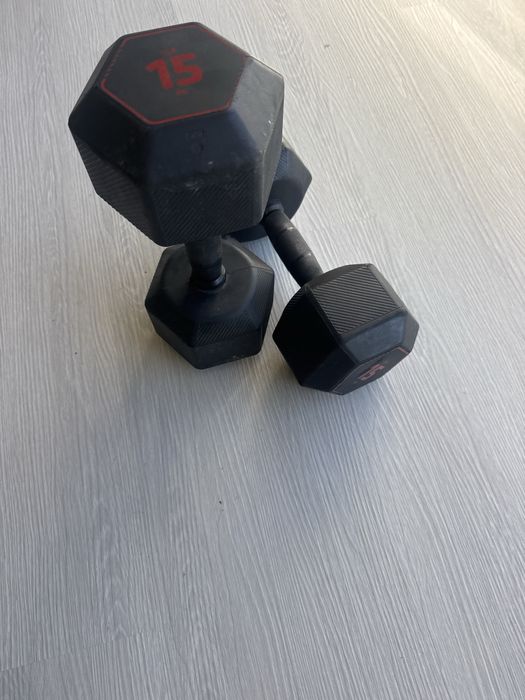 Halteres, pesos de musculação de 15 kg x2