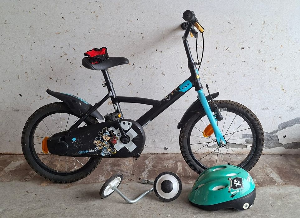 Bicicleta B'Twin 16" para Criança + Rodinhas + Capacete
