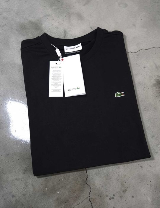 Lacoste Bawełna S M XL XXL czarny męski tshirt