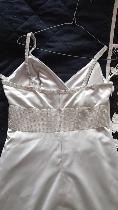 Sukienka suknia Patrycja Pardyka 38 40 M L srebrna świadkowa świecąca