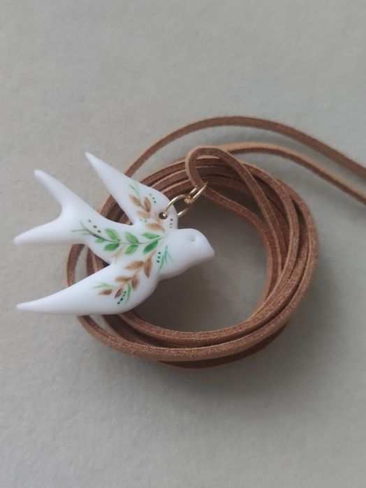 Підвіска пташка чокер Ластівка Горлиця прикраси на шию