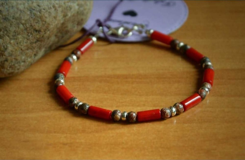 Koral naturalny Jaspis Bransoletka męska