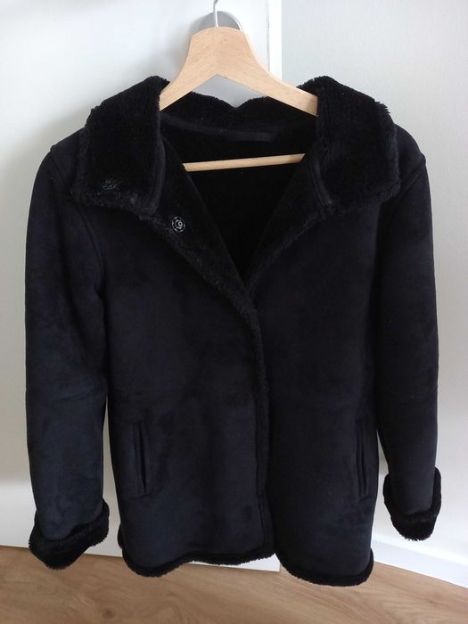 Kozuch sztuczny czarny rozmiar 36/38 S/M plaszcz kurtka