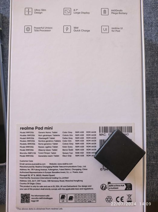 Como Novo! Realme Pad Mini WIFI 4G/64G com caixa e capa