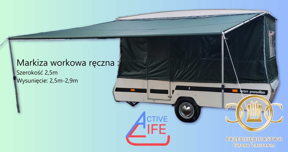 Markiza workowa ręczna do przyczep Active Life Szerokość 2,5m