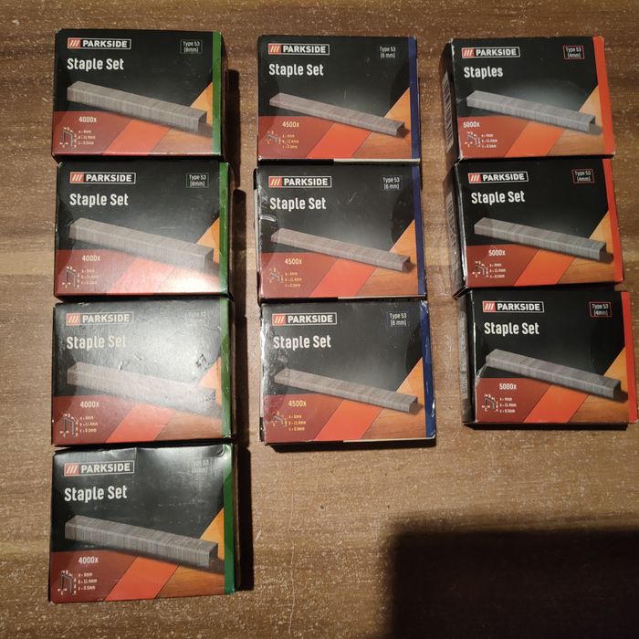 Parkside zszywki typ 53 długość 8mm 4000szt,6mm 4500szt,4mm 5000szt.-4Paczki