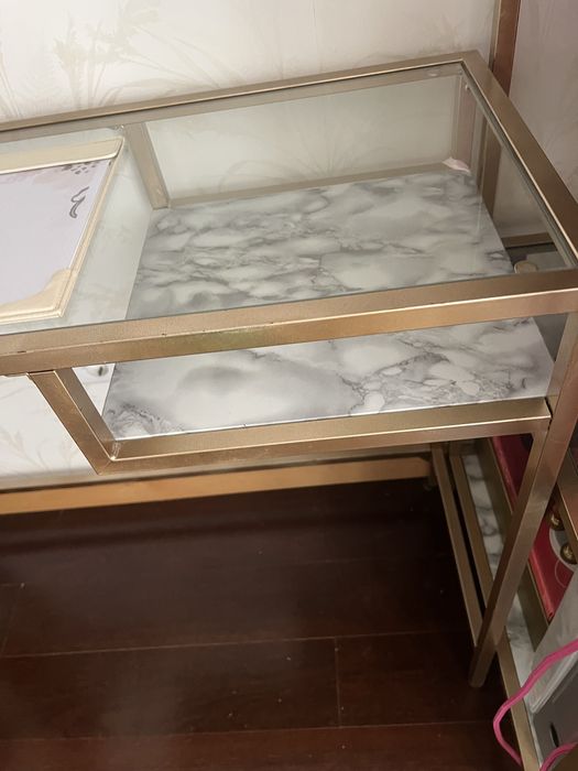 Mesa de apoio / secretaria em metal e vidro