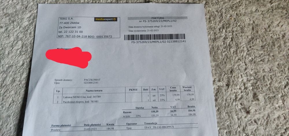 Neno uno laktator jak nowy Gwarancja