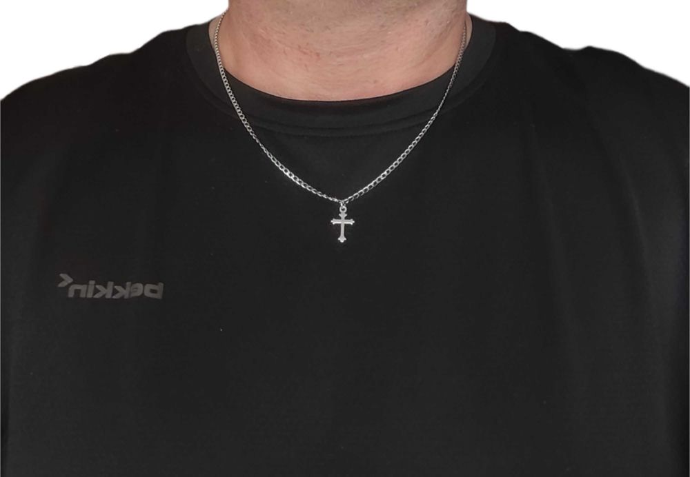 Naszyjnik pancerka stal szlachetna 55 cm 3 mm + krzyżyk