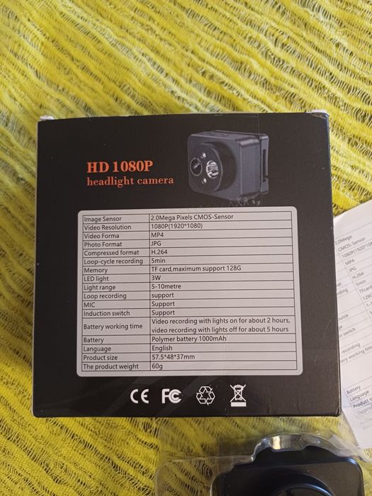 Camera de Ação Noturna com Fita a cabeça