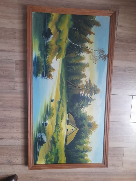 Stary olejny obraz na płótnie vintage