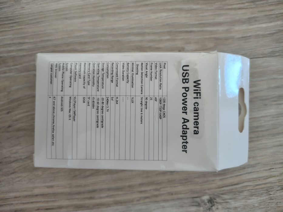 WiFi camera USB Power Adapter H.264 1080p