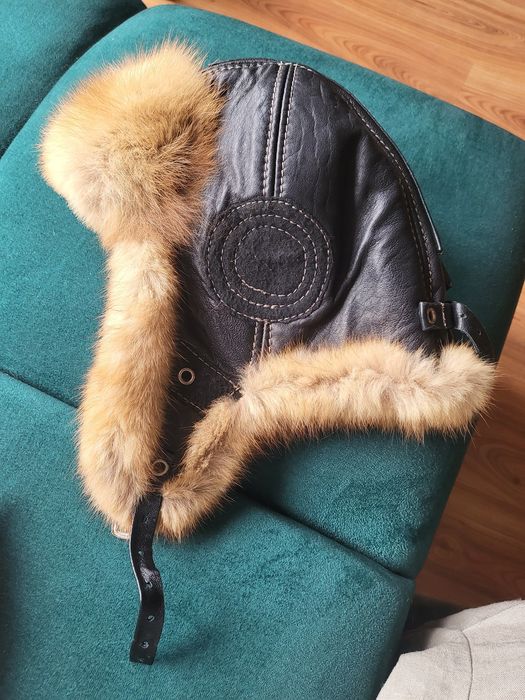 Czapka pilotka,nowa bez metki,skora naturalna,jenot