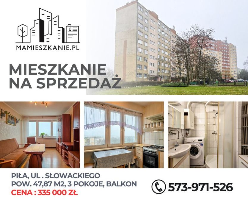 Piła Górne – 2 pokoje, balkon, 47,87 m²