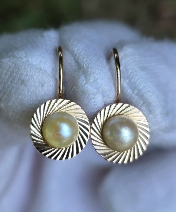 Золотые серьги с жемчугом ссср Золоті сережки з перлинами срср