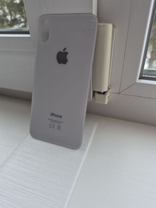 Задня кришка для iphone x біла (з великим отвором під камеру) логотип