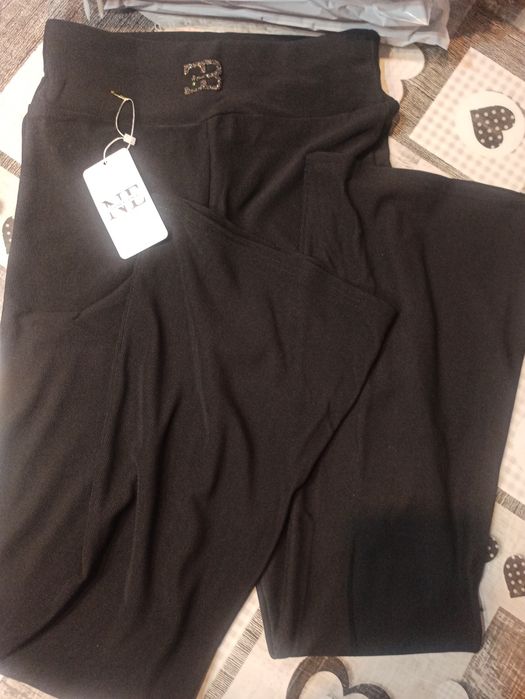 Spodnie damskie legginsy dzwony prążek święta sylwester