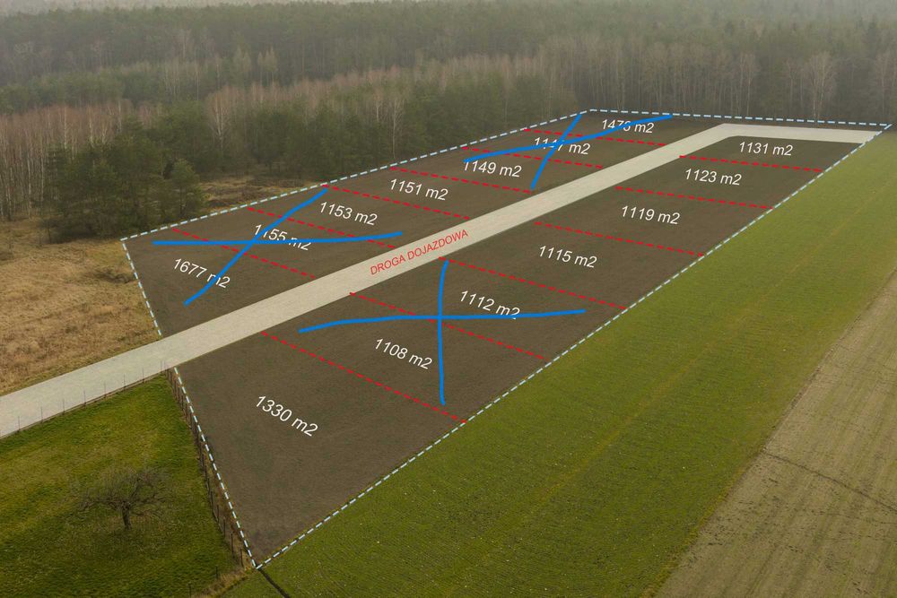 Działki budowlane od 1100 m2 gm.Rokiciny/Chrusty Nowe  MPZP