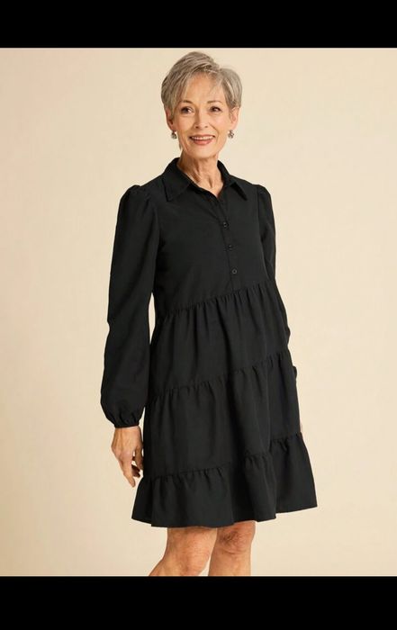 2 сукні, Асиметрична чорна сорочка-плаття з багатошаровим дизайном з м