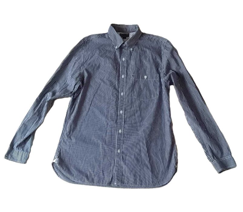 Мужская рубашка с длинным рукавом Ralph Lauren синего цвета ,размер L