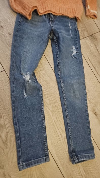 Spodnie jeansy rurki Zara vintage przetarcia 134 cm wiosna