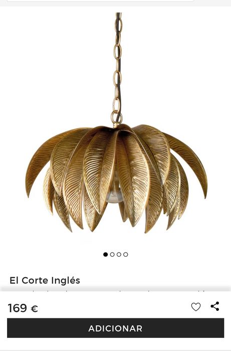 Candeeiro em latão dourado