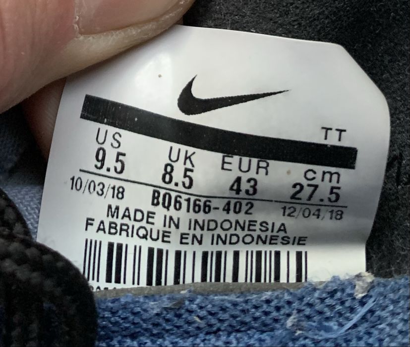 Nike React Element 55 Size 43 27.5 cm. Mens 87 Indigo Fog Swoosh Vision Air Max