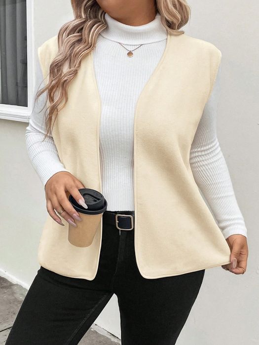 Kamizelka damska beżowa baranek luźna bez zapięcia casual SHEIN 3XL 46