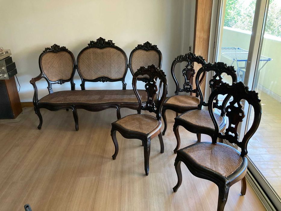 Conjunto de sala completo em palhinha