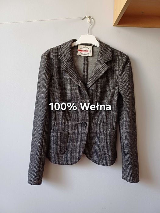 Prada wełniany żakiet w kratę rozmiar M