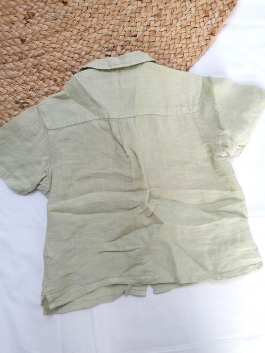 Camisa de Linho Verde Claro de Bebé