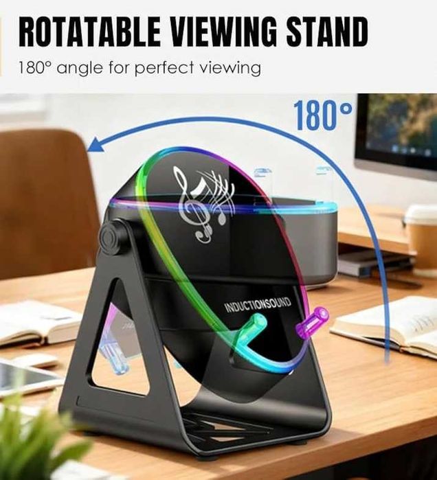 Głośnik Bluetooth 5w1 Uchwyt Na Telefon LED Indukcyjny Powerbank Usb-c Rgb