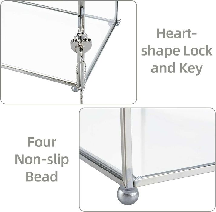 Duże szklane pudełko na karty ślubne 26 cm z otworem i zamkiem