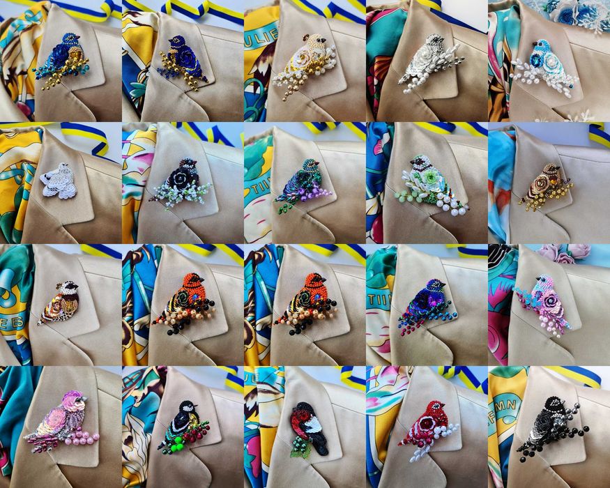 Брошки пташки різні кольори подарунок жінці ручна робота якість