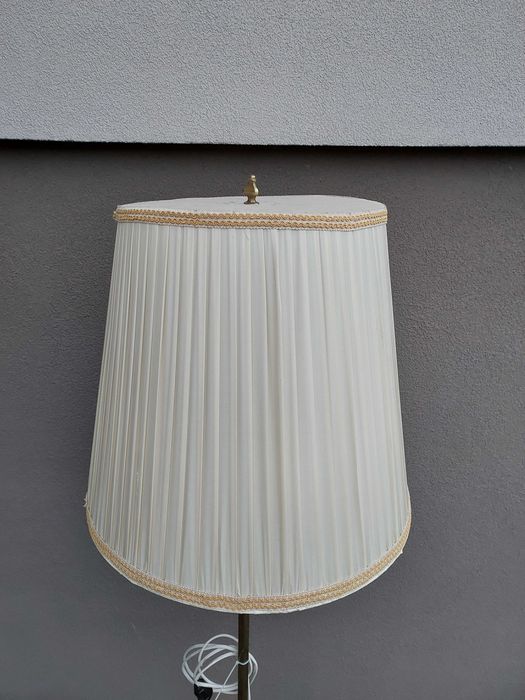 Stara lampa stojąca podłogowa mosiądz 172cm abażur E047