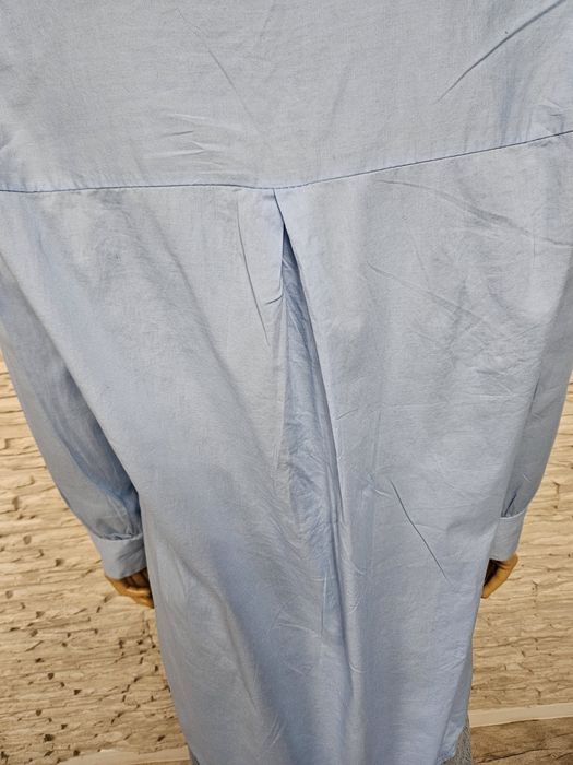 Koszula przewiewna z kwiatem bawełna cekiny baby blue włoska Made in I